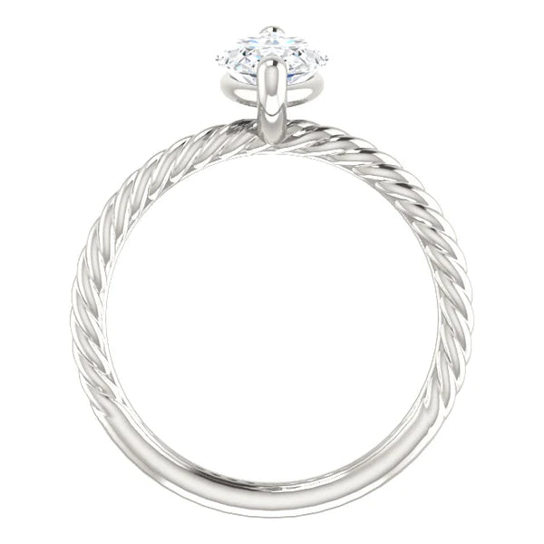 Real Diamond Solitaire Ring 2 Carats Twisted Rope Style Women Jewelry