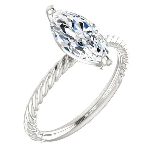 Real Diamond Solitaire Ring 2 Carats Twisted Rope Style Women Jewelry