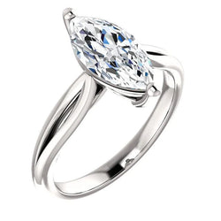 Real Diamond Solitaire Ring 2.50 Carats 14K White Gold