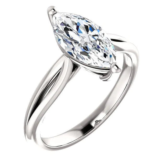 Real Diamond Solitaire Ring 2.50 Carats 14K White Gold