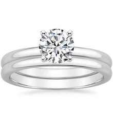 Real Diamond Solitaire Ring Band Set 3 Carats 14K White Gold Comfort Fit