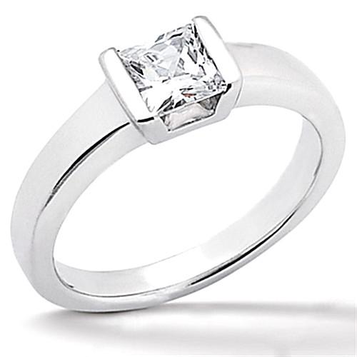 Real Diamond Solitaire Ring Princess Cut 1.51 Carats White Gold 14K