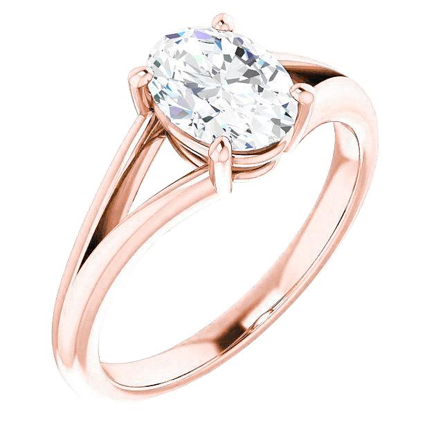 Real Diamond Solitaire Ring Split Shank 2 Carats Rose Gold