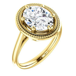Real Diamond Solitaire Ring Vintage Style 4 Carats Yellow Gold 14K