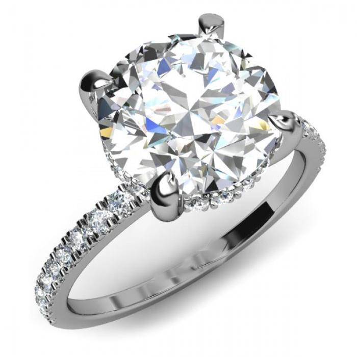 Real Diamond Solitaire Ring With Accents 2.85 Carats