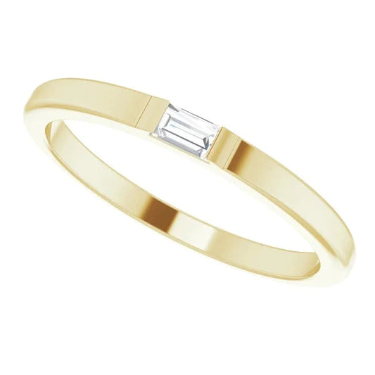 Real Diamond Solitaire Wedding Band 0.40 Carats Yellow Gold 14K Men's Ring