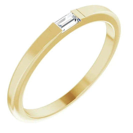 Real Diamond Solitaire Wedding Band 0.40 Carats Yellow Gold 14K Men's Ring