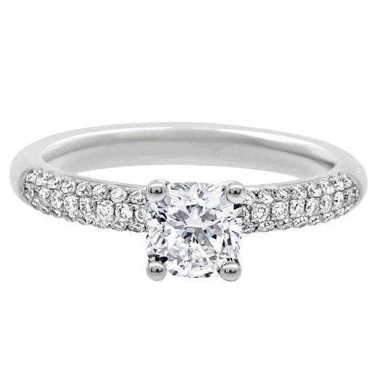 Real Diamond Solitaire With Accent Wedding Ring 3.20 Ct White Gold 14K