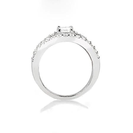 Real Diamond Split Shank Ring With Accents 1.40 Cts. Jewelry White Gold