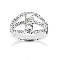 Real Diamond Split Shank Ring With Accents 1.40 Cts. Jewelry White Gold