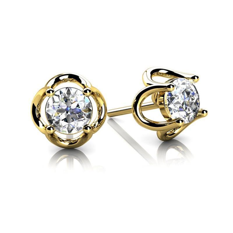 Real Diamond Stud Earring 1 Carat Yellow Gold 14K Jewelry Womens