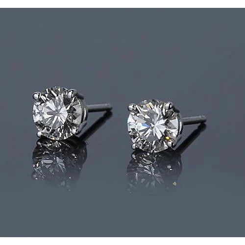 Real Diamond Stud Earring 1.50 Carats Prong Round White Gold 14K