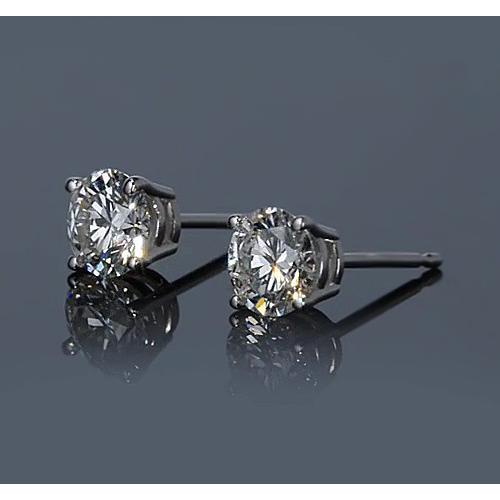 Real Diamond Stud Earring 1.50 Carats Prong Round White Gold 14K