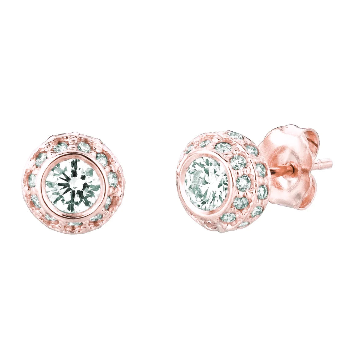 Real Diamond Stud Earring 1.90 Carats 14K Pink