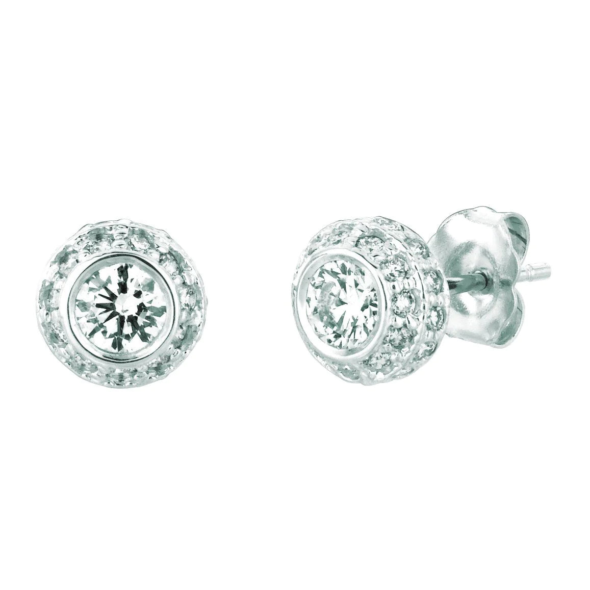 Real Diamond Stud Earring 1.90 Carats 14K White Gold
