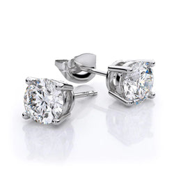 Real Diamond Stud Earring 2 Carats White Gold Fine Jewelry