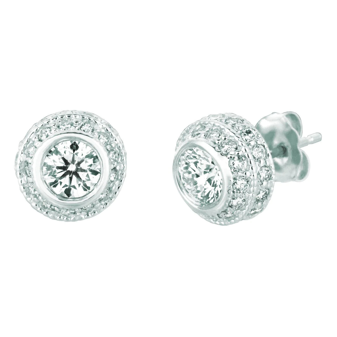 Real Diamond Stud Earring 3 Carats 14K White Gold