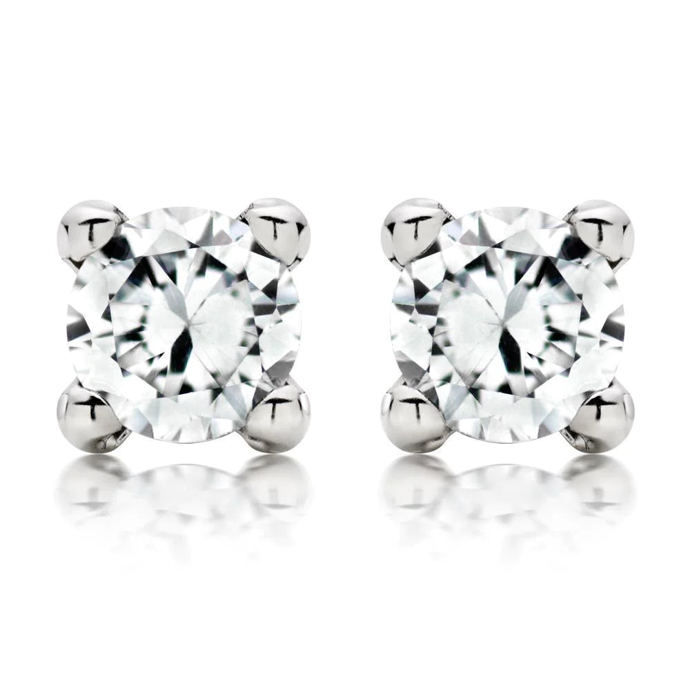 Real Diamond Stud Earring 3 Carats Four Prong Set White Gold Jewelry