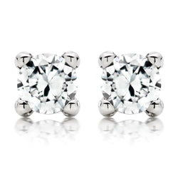 Real Diamond Stud Earring 3 Carats Four Prong Set White Gold Jewelry