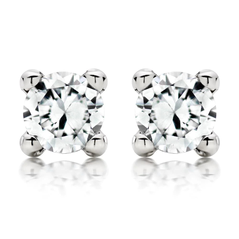 Real Diamond Stud Earring 3 Carats Four Prong Set White Gold Jewelry