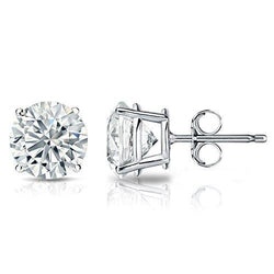 Real Diamond Stud Earring 5 Carats 4 Prong Setting Round Cut Solitaire Gold Jewelry