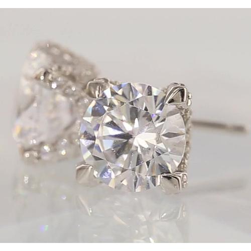 Real Diamond Stud Earrings 2.5 Carats White Gold