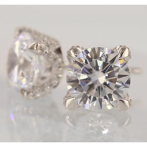Real Diamond Stud Earrings 2.5 Carats White Gold