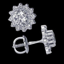 Real Diamond Stud Earrings 3.70 Cts. Screw Back Earring Halo