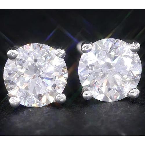 Natural Earth Mined Diamond Studs 2 Carats White Gold
