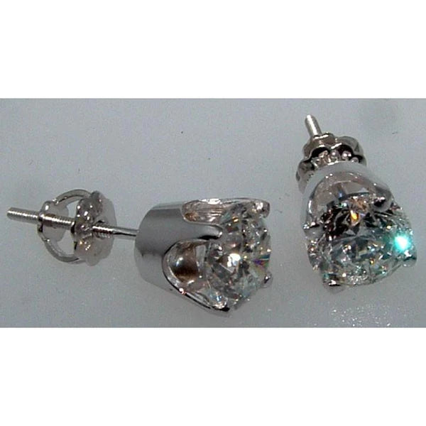 Real Diamond Studs Earrings 2.50 Ct. Platinum Women Jewelry
