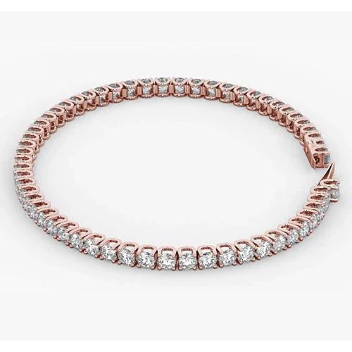 Real Diamond Tennis Bracelet 5.90 Carats Rose Gold 14K Jewelry