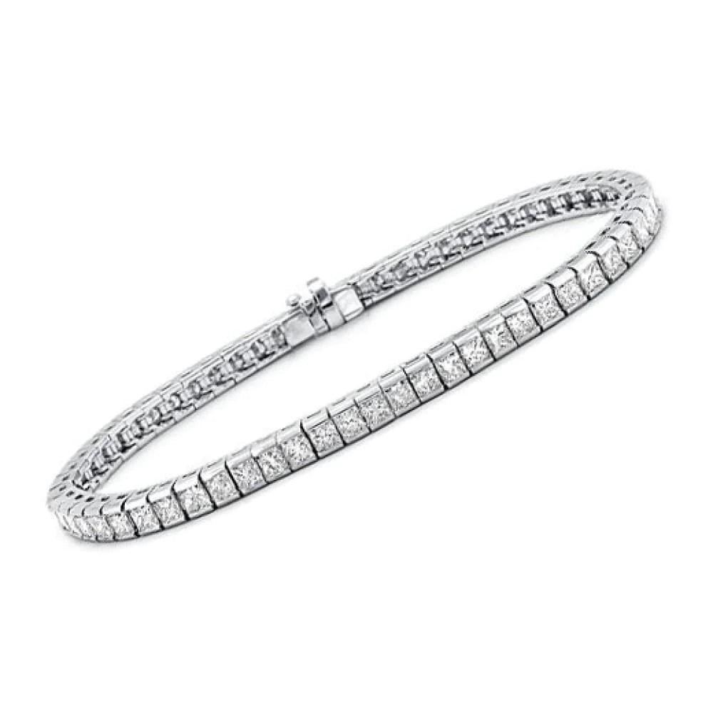 Real Diamond Tennis Bracelet 9 Carats White Gold 14K Women Jewelry