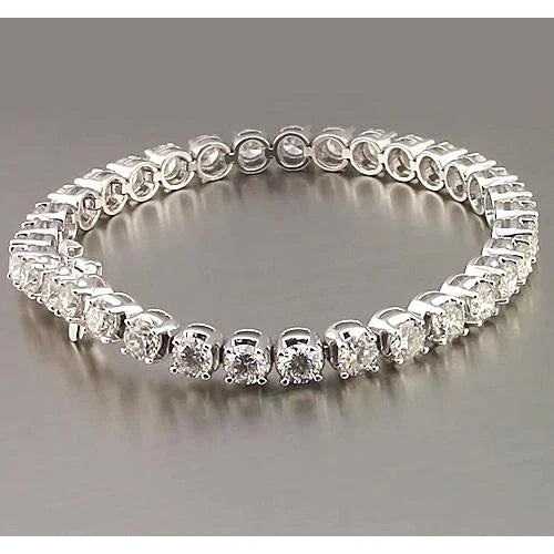Real Diamond Tennis Bracelet Prong Set 10.20 Carats White Gold Jewelry 14K