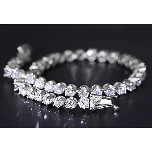 Real Diamond Tennis Bracelet Prong Set 8.60 Carats White Gold 14K Jewelry