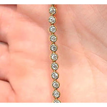Real Diamond Tennis Bracelet Women Bezel Set 5 Carats Yellow Gold Jewelry