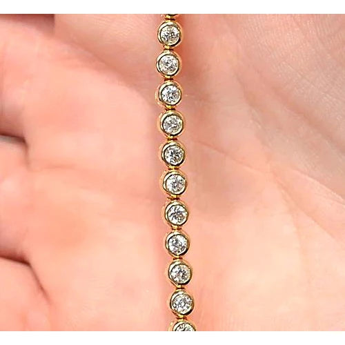 Real Diamond Tennis Bracelet Women Bezel Set 5 Carats Yellow Gold Jewelry