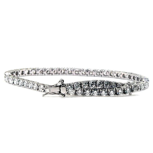 Real Diamond Tennis Fine Bracelet Round Cut 3.60 Carats White Gold 14K