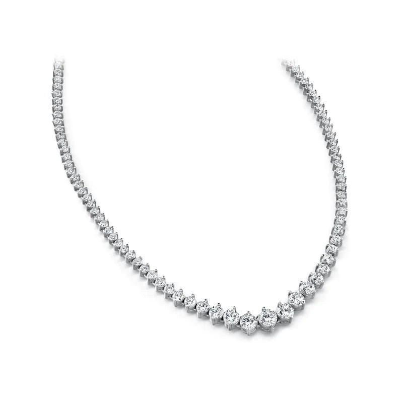Real Diamond Tennis Necklace 5 Carats White Gold 14K