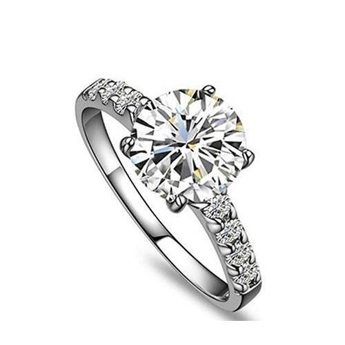 Real Diamond Wedding Ring 2.45 Carats Jewelry 14K White Gold