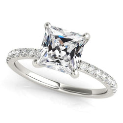 Natural Earth Mined Diamond Wedding Ring With Accents Cushion Old Mine Cut 6.50 Carats