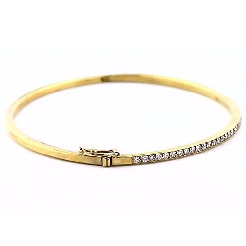Real Diamond Women Bangle 2 Carats Yellow Gold 14K Jewelry