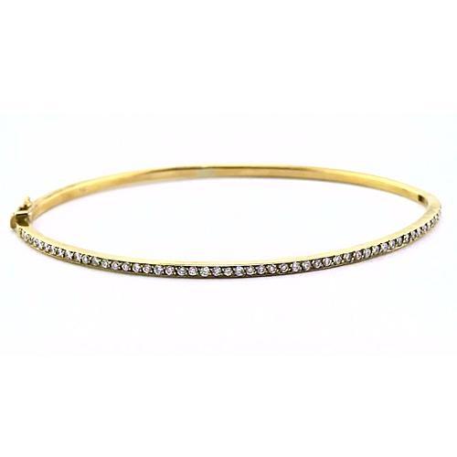 Real Diamond Women Bangle 2 Carats Yellow Gold 14K Jewelry