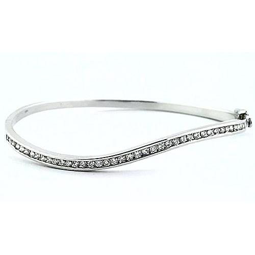 Real Diamond Women Bangle 3 Carats White Gold 14K Jewelry