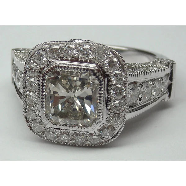 Real Diamond Women Engagement Halo Ring White Gold 14K Accents 5.50 Carats
