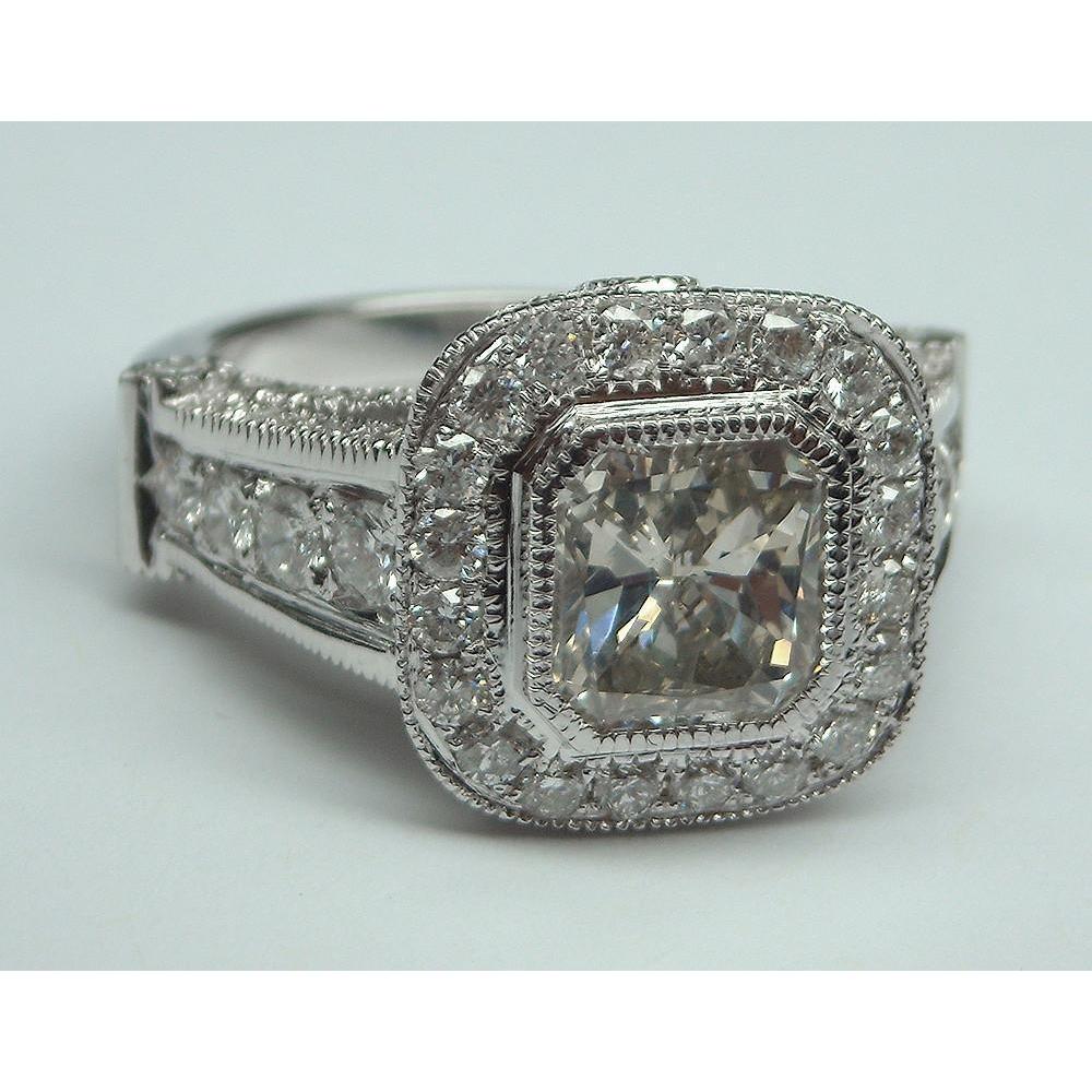 Real Diamond Women Engagement Halo Ring White Gold 14K Accents 5.50 Carats
