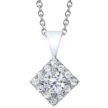 Real Diamond Women Necklace Square Pendant 1.70 Ct Brilliant Cut WG 14K
