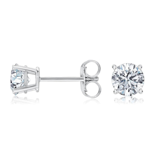 Real Diamond Women Stud Earring Pair 1.5 Carats White Gold 14K