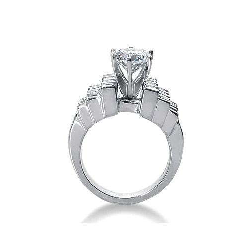 Real Diamonds Engagement Fancy Ring 3.50 Carat White Gold 14K