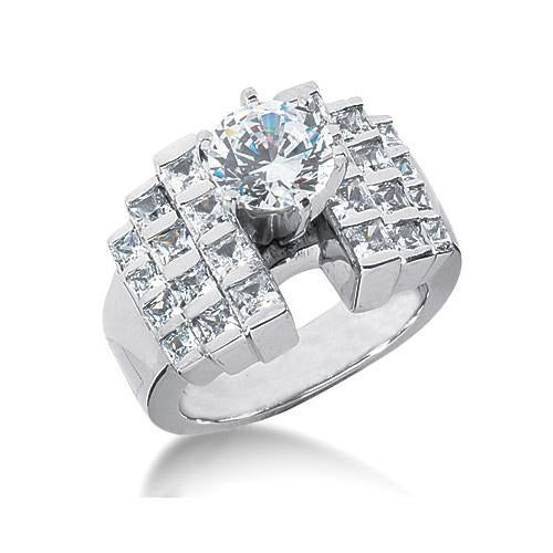 Real Diamonds Engagement Fancy Ring 3.50 Carat White Gold 14K