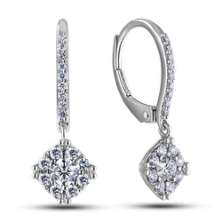 Real Diamonds Lady Dangle Earrings F Vs1/Vvs1 White Gold 14K 2 Carats